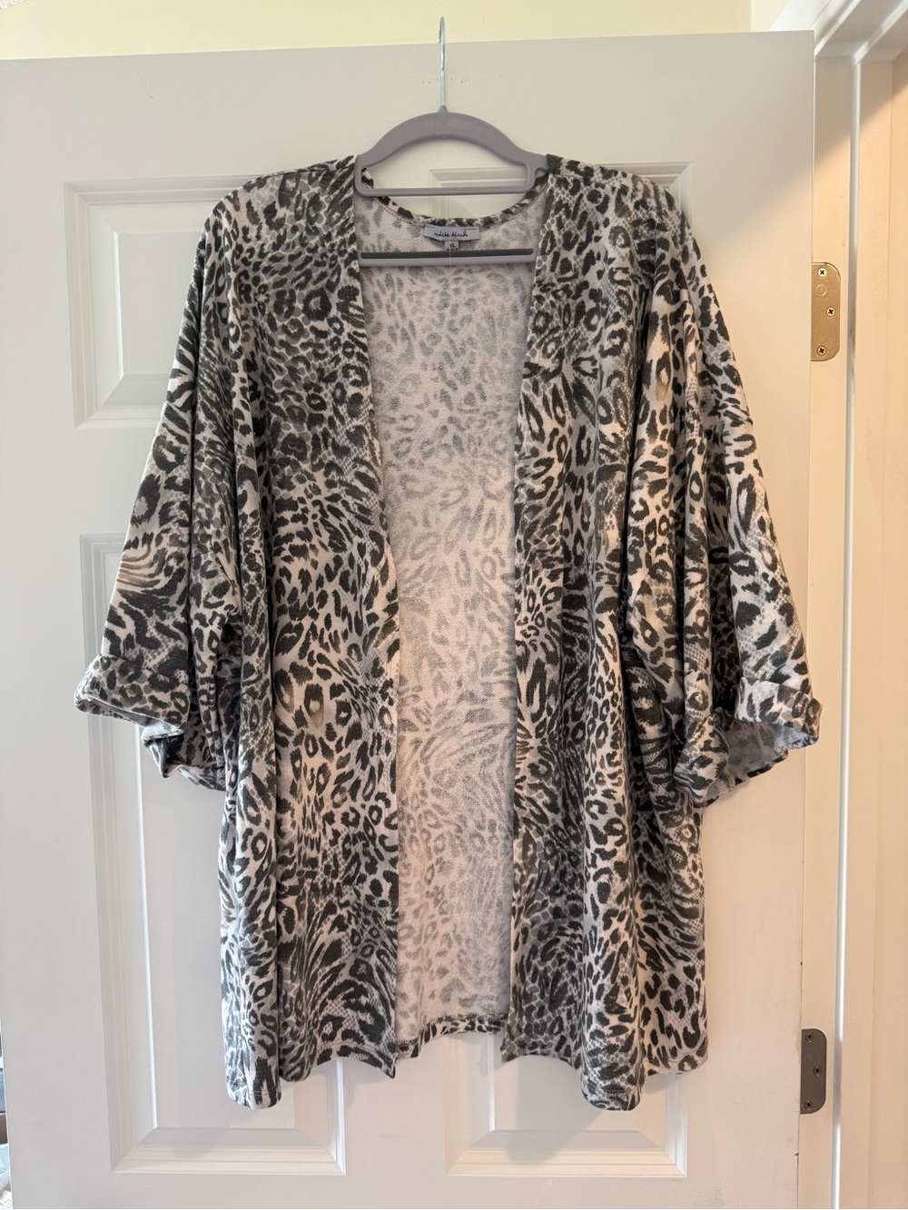 White Birch Animal-Print Pullover Cardigan